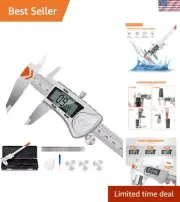 Digital Caliper, Waterproof 3-Batteries&Extra Cover Electronic Micrometer Ca...