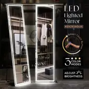 LED Full Length Floor Mirror Free Standing Wall Hanging Hallway Bedroom with Stand and 3 Light Colours