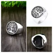 Majestic Vintage Medieval Man Vintage Tree Life Stainless Steel Ring Ornament AU