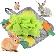 LOPERDEVE Rabbit Foraging Mat, Rabbit Toy 11.8"x11.8" Rabbits Snuffle Mat Machine Washable Polar Fleece Funny Interactive Nosework Feeding Mat Treat Dispenser for Bunny Guinea Pigs Ferrets Chinchillas