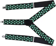 [MOBUTOFU] Elastic Kids Suspenders Bow Tie Adjustable Pattern Unisex for Jeans Pants and Casual Outfits St. Patrick's Day Style