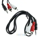 3.5mm 1/8" Male Stereo Mini Plug Jack TO 2 RCA Stereo Phono Audio Speaker Cable