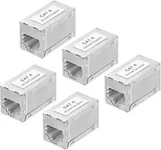 uxcell 5 Pack Cat 6 Ethernet Coupler, RJ45 Cat6 Shielded Coupler Jacks Female to Female Ethernet Adapter, Silver, 16x18x30mm