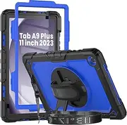[Herize] Samsung Galaxy Tab A9+ Case 11 Inch with Pen Holder Screen Protector | Tab A9 Plus 2023 SM-X210/X215 Cover for Kids | Shockproof Rugged Protective Case W/Stand Hand Strap Shoulder Strap