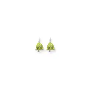 14k White Gold 7mm Trillion Peridot Leverback Earrings