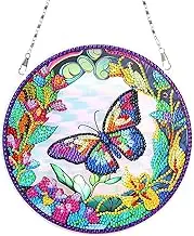 Suncatcher Diamond Art Kits with Tools, Tree Suncatchers for Windows, Diamond Hanging Gifts for Girls, Tree of Life Stained Glass Wall Hanging for Home Decor (Butterfly)