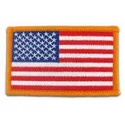 American Flag Flag Embroidered Patch with Gold Border Iron Sew On