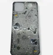 Iphone 15 + Silver Rhinestone charm Junk Silicone Phonecase