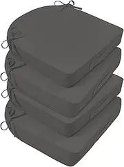 Basic Beyond Outdoor Cushions for Patio Furniture: Waterproof & UV Resistant Outdoor Chair Cushions Set of 4-19 x 19 x 3 Inch Thick Patio Chair Cushions with Adjustable Ties & Handle, Dark Grey