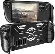 TEMINO Steam Deck Case, Protective Case for Stream Deck, Shockproof, Anti-Slip, Anti-Scratch Cover Case TPU with Glossy Texture Design Steam Deck Accessories, Black