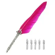 26.5cm/10.4" Calligraphy Feather Quill Pen for Calligraphy, Rose Red