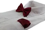 [Zasel] Mens Maroon Plain Coloured Checkered Bow Tie & Matching Pocket Square Set