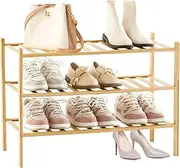 [DAJAVE] Bamboo Shoe Rack with 3 Levels, 69 x 28 x 50 cm, Wooden Shoe Rack, Expandable, Stackable, Kitchen Shelf, Living Room Shelf for Living Room or Hallway