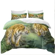 Wildlife Animal Art Two Tigers in the Jungle Quilt Cover