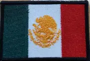 Mexico MEX Flag Patch W/ VELCRO® Brand Fastener Gold Eagle Version Black Border