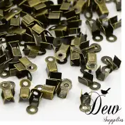 100 x Iron Folding Crimp Ends, Antique Bronze, 9x3.5x4mm suitable for cords cord
