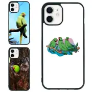 For iPhone SE XS XR Max 5 6 7 8 Plus rose ringed parakeet parrot Hard Black Case