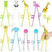8 Pairs Kids Training Chopsticks Learning Chopstick Helper Children's Learning Chopstick with Auxiliary Device Trainer Chopstick Set Cute Animals Chopsticks for Children Beginners Adults