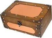 TOGEVAL Decorative Vintage Wooden Storage Chest for Keepsakes Wedding Cards Rustic Small Treasure Box for Home Decor Jewelry Document Organizer Distressed Finish Design