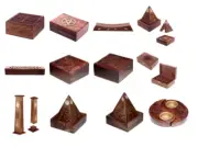Incense Stick Holder Ashcatcher Burner Decorative Wooden Box Pyramid Tower