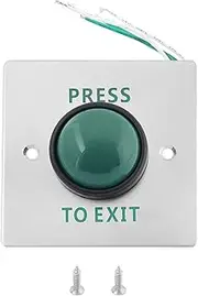 ECSiNG 1pc Push to Exit Button Switch Green Press to Exit Switch Brushed Stainless Steel Finish Panel Door Button with Screws for Access Control Lock