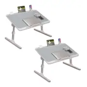 SOGA 2X 70X45cm Grey Small Laptop Study Table Bed Portable Adjustable Foldable