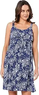 [Ripe] Maternity Women's Abbie Tie Front Nursing Dress, Indigo/White