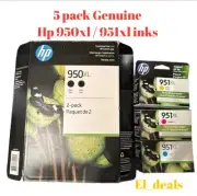 2023 Genuine 5 PACK HP 950XL BLACK 951xl COLOR INK Set XL Oem 950 951 Set EXP