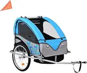 Kids Bike Trailer Foldable Bike Trailer with Safety Flag, Reflectors ， Recreation Transport Cycling, Kids Bicycle Trailer, 2-in-1 Kids' Bike Storage Trailers, Sturdy Steel Frame