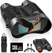4K Night Vision Goggles, Digital Infrared Night Vision Binoculars for Adults, 3.2'' Large Screen Tactical Gear for Hunting & Security, 64GB Card, Rechargeable Lithium Battery