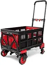 Car End Pipes Hand Truck with Basket,Capacity Hand Cart,Hand Truck with Retractable Handle,Folding Dolly Cart with Wheels Home Hand Truck