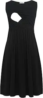 [Smallshow] Women's Sleeveless Nursing Dresses Patchwork Maternity Breastfeeding Dress