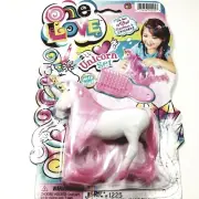 One Love Pnk Haired Mane & Tail Unicorn Set With Brush