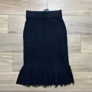 Club Monaco Womens Slim Pleated Pull On Skirt Size Small Black