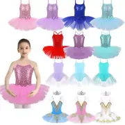 Kids Girls Ballet Dance Dress Skating Leotards Tutu Skirts Ballerina Dancewear