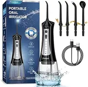 Froomer Cordless Water Flosser – Rechargeable Electric Portable Water Flosser for Teeth, Braces, 5 Modes, IPX7 Waterproof, Travel Friendly, 300ml, Black