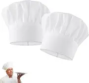[Dycjotyl] Pack of 2 Chef's Hat, Unisex Chef's Hat, Adult Unisex Chef's Hat, Adjustable Chef's Hat, Chef Hat, Men's Chef's Cap, Women, for Restaurant, Cooking, BBQ Baking (White), White, 3XS-3XL