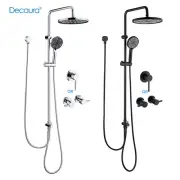 Decaura 10" Rain Shower Head Set Sliding Rail Dual Hose Mixer Tap Chrome/Black