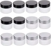 Portable Frosted Glass Bottles 30g Facial Cream Jars 12 Small Travel Containers for Cosmetics