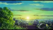 Anime landscape cityscape sun sunlight town studio Playmat Gaming Mat Desk