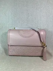 NEW Tory Burch Shell Pink Leather Fleming Convertible Bag $498
