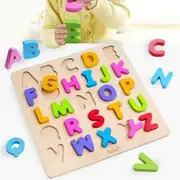 Alphabet Number Puzzles Set Wooden Upper Case Letter And Number Learning Board Toy