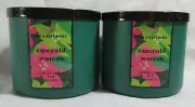 Bath & Body Works 3-wick Candle Lot Set of 2 EMERALD WATERS with essential oils