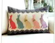 Bunny Hop Wool & Fabric Pillow Pattern Primitive Folksy Easter
