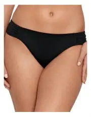 [Lauren Ralph Lauren] Beach Club Solids Shirred Side Tab Hipster Bikini Bottom in Black