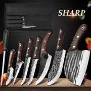 8x Handmade HAND FORGED DAMASCUS STEEL CHEF KNIFE Set Kitchen Knives with Bag AU