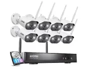 8-Channel ZOSI WIRELESS NVR video Surveillance Security Camera System