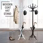 Tree Style 12 Hooks Coat Stand Hat Bag Clothes Rack Wooden Umbrella Base Ring