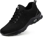 [Tinefiy] Steel Toe Shoes Men Women Lightweight Air Cushion Safety Sneakers Slip Resistant Work Sneakers Safety Toe Tennis Shoes Indestructible Shoe