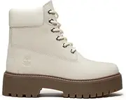 [Timberland] Women's Stone Street 6 Inch Lace Up Waterproof Boot, Natural Nubuck, 8